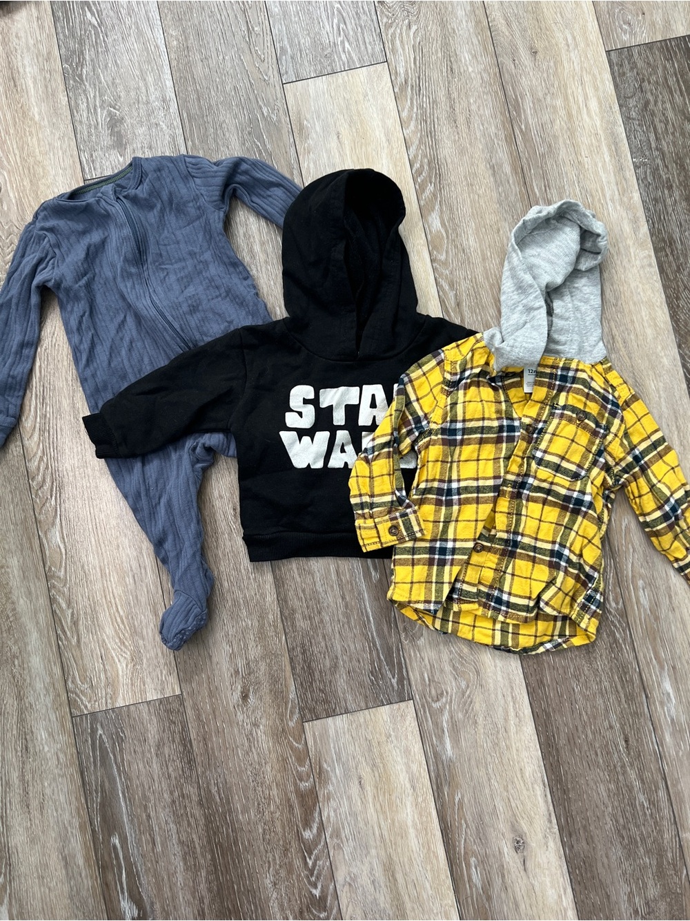 Bundle baby boy footie plaid long sleeve button